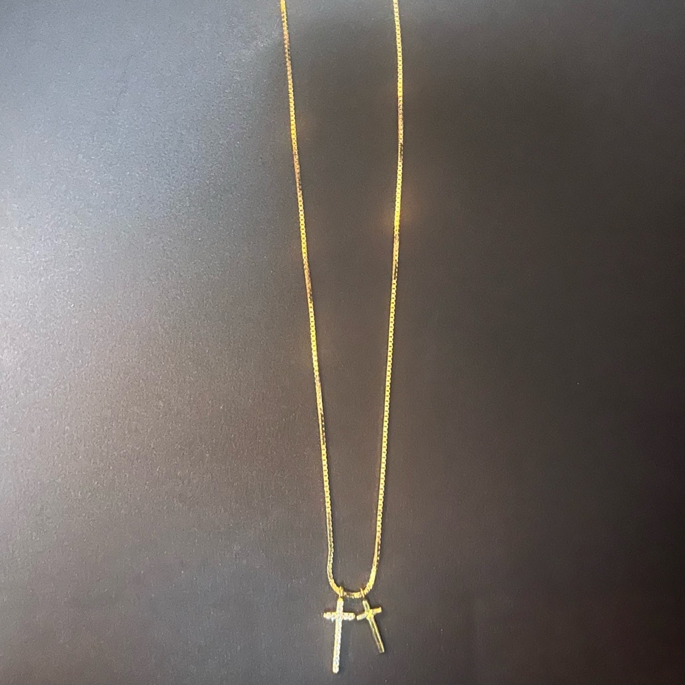 Argento Vivo Double Pendant 18K Gold Plate Sterling Silver Necklace - Picture 4 of 4